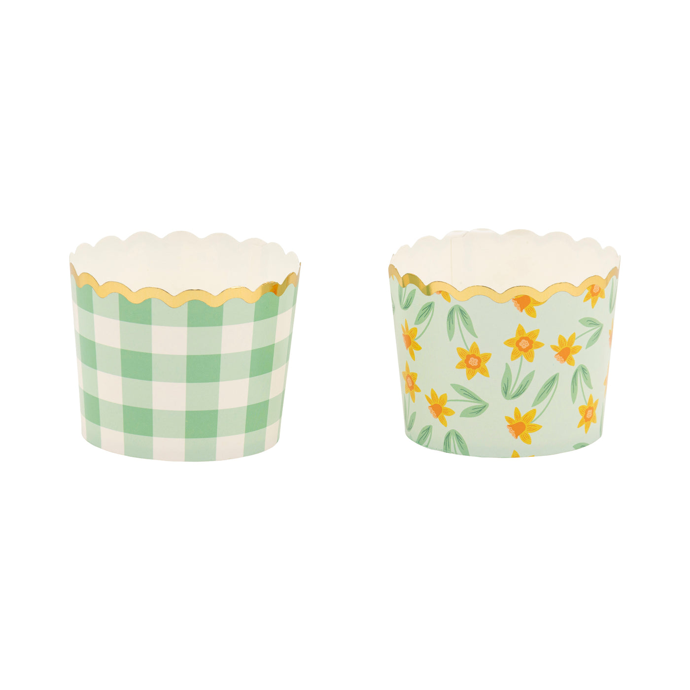 PLCC2075x - Foil Mint Gingham Floral Baking Cup