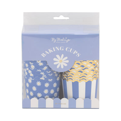 PLCC2078x - Blue Daisy Stripe Foiled Baking Cup