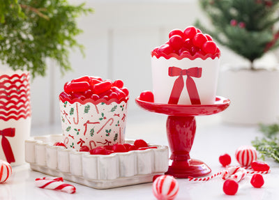 PLCC2277 - Red Christmas Bows 5 oz Baking Cups