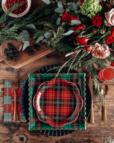 PLD1238 - Red Christmas Plaid Dinner Napkin