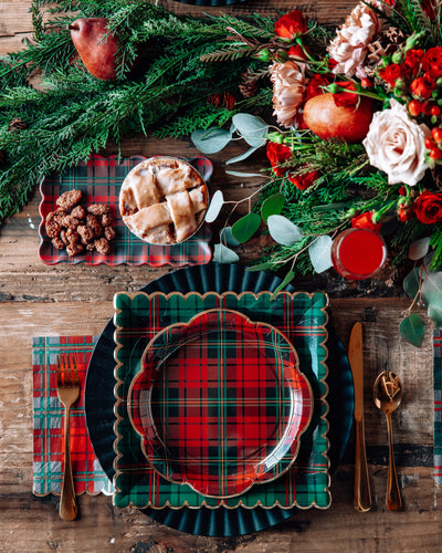 PLD1238 - Red Christmas Plaid Dinner Napkin