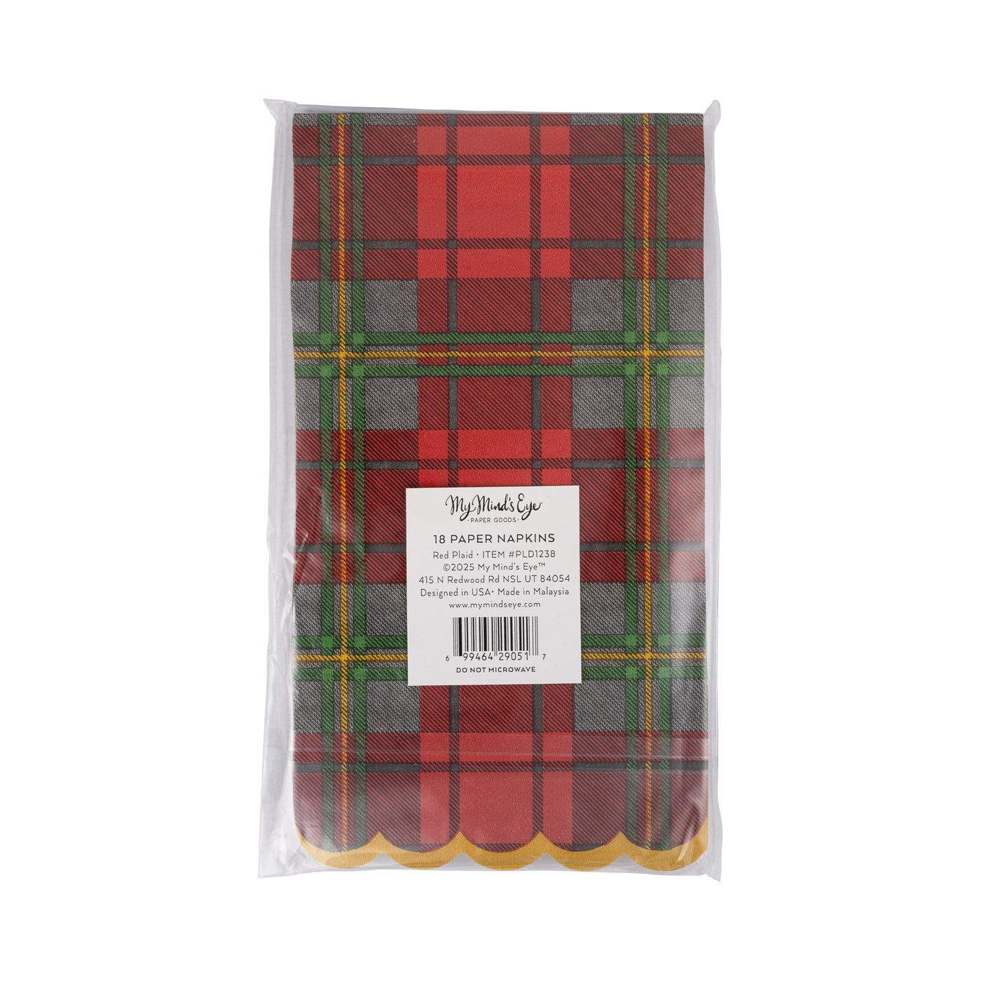 PLD1238 - Red Christmas Plaid Dinner Napkin