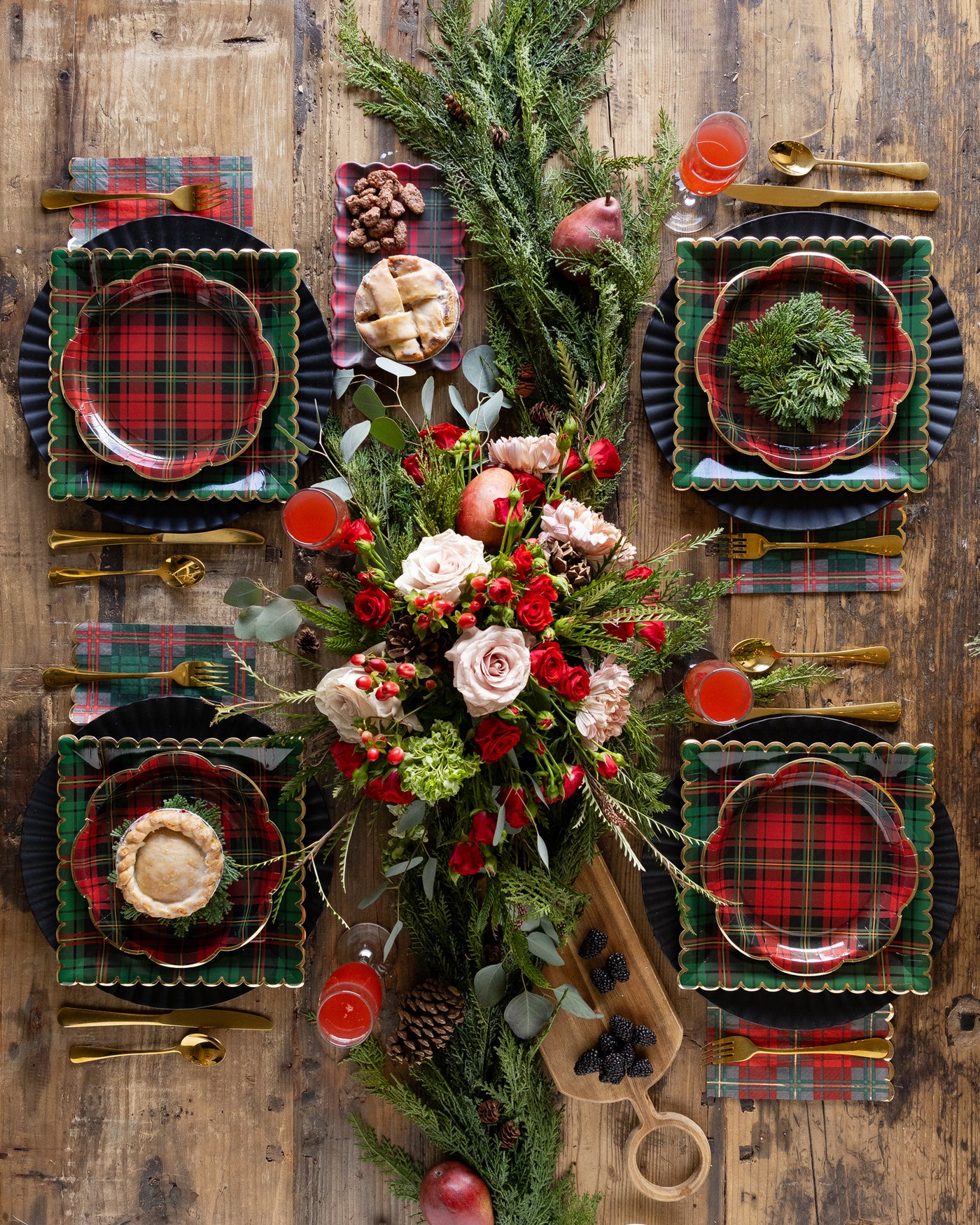 PLD1239 - Green Christmas Plaid Dinner Napkin