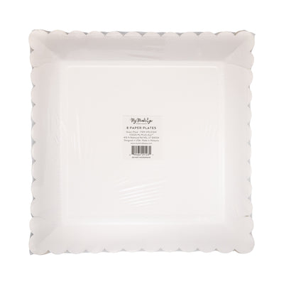 PLD1241 - Green Christmas Plaid Square Scalloped Plate