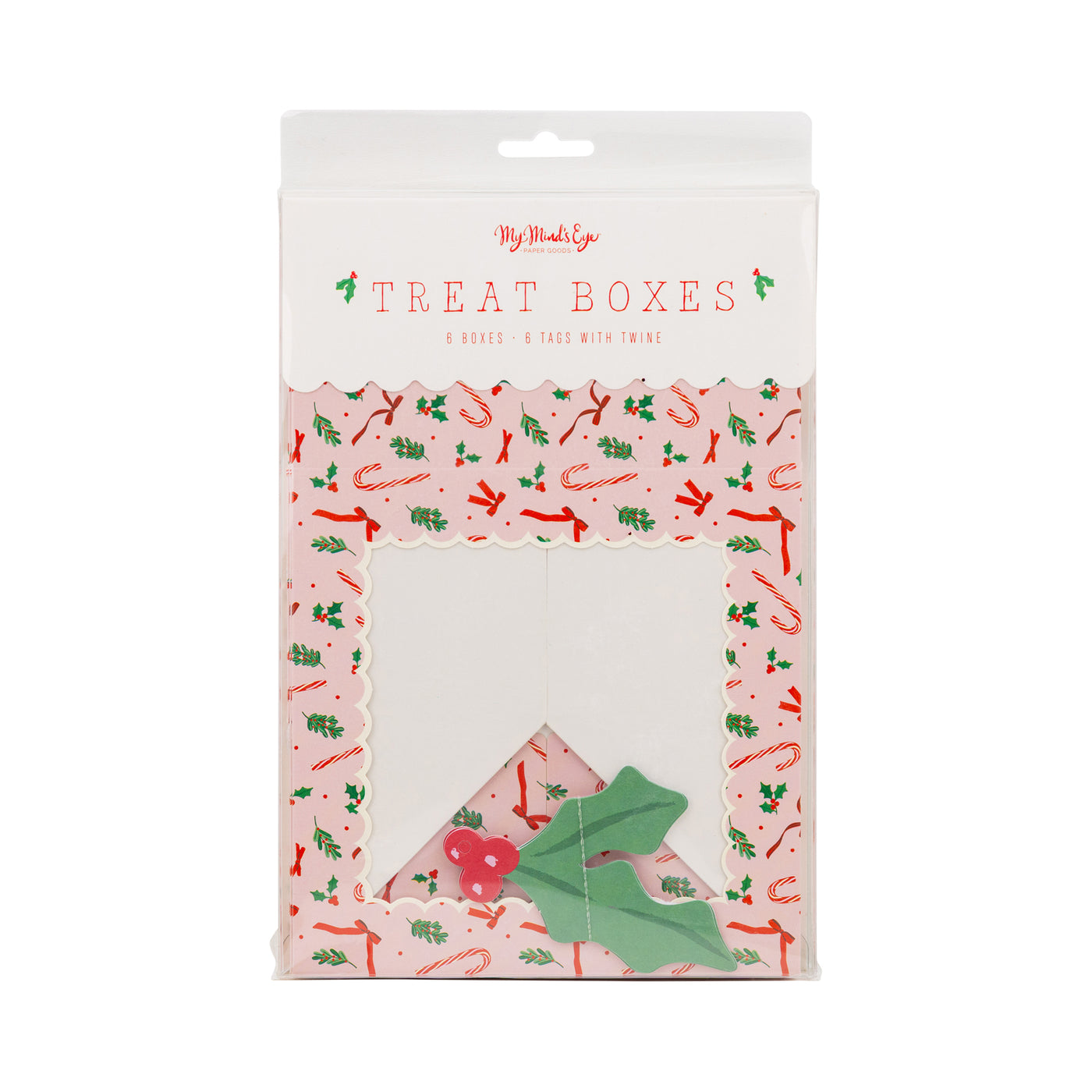 PLFC498 - Pink Candy Cane and Holly Cookie Boxes