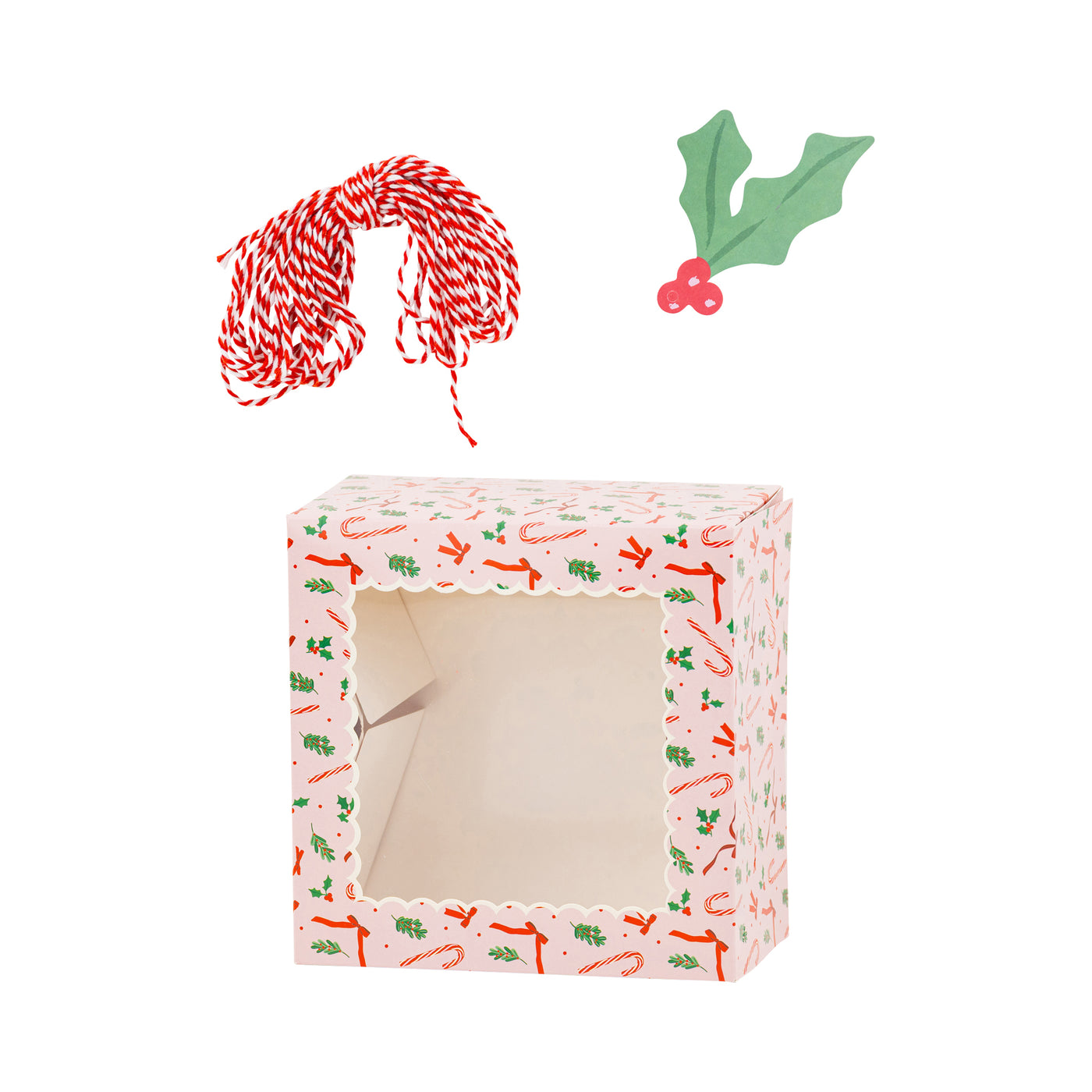PLFC498 - Pink Candy Cane and Holly Cookie Boxes