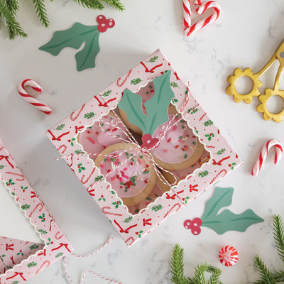 PLFC498 - Pink Candy Cane and Holly Cookie Boxes