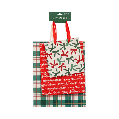 PLGBS227 - Christmas Bows Gift Bag Set of 3