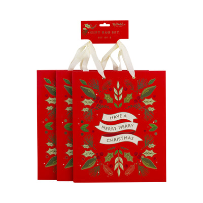 PLGBS93 - Red Merry Christmas Gift Bag Set