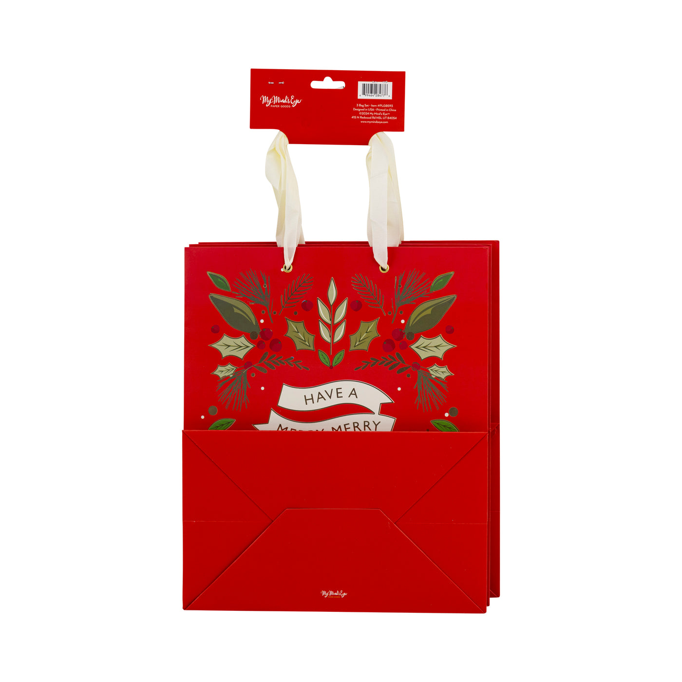 PLGBS93 - Red Merry Christmas Gift Bag Set