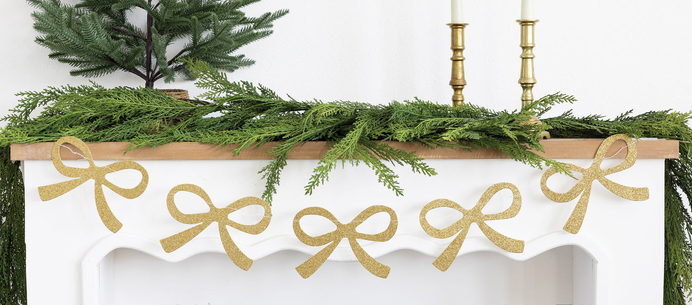 PLHB337 - Chunky Champagne Glitter Bow Banner