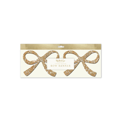 PLHB337 - Chunky Champagne Glitter Bow Banner