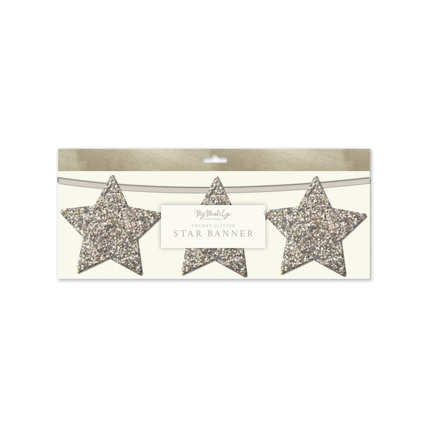 PLHB348 - Chunky Silver Glitter Star Banner