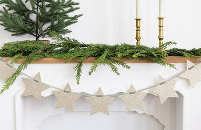 PLHB348 - Chunky Silver Glitter Star Banner