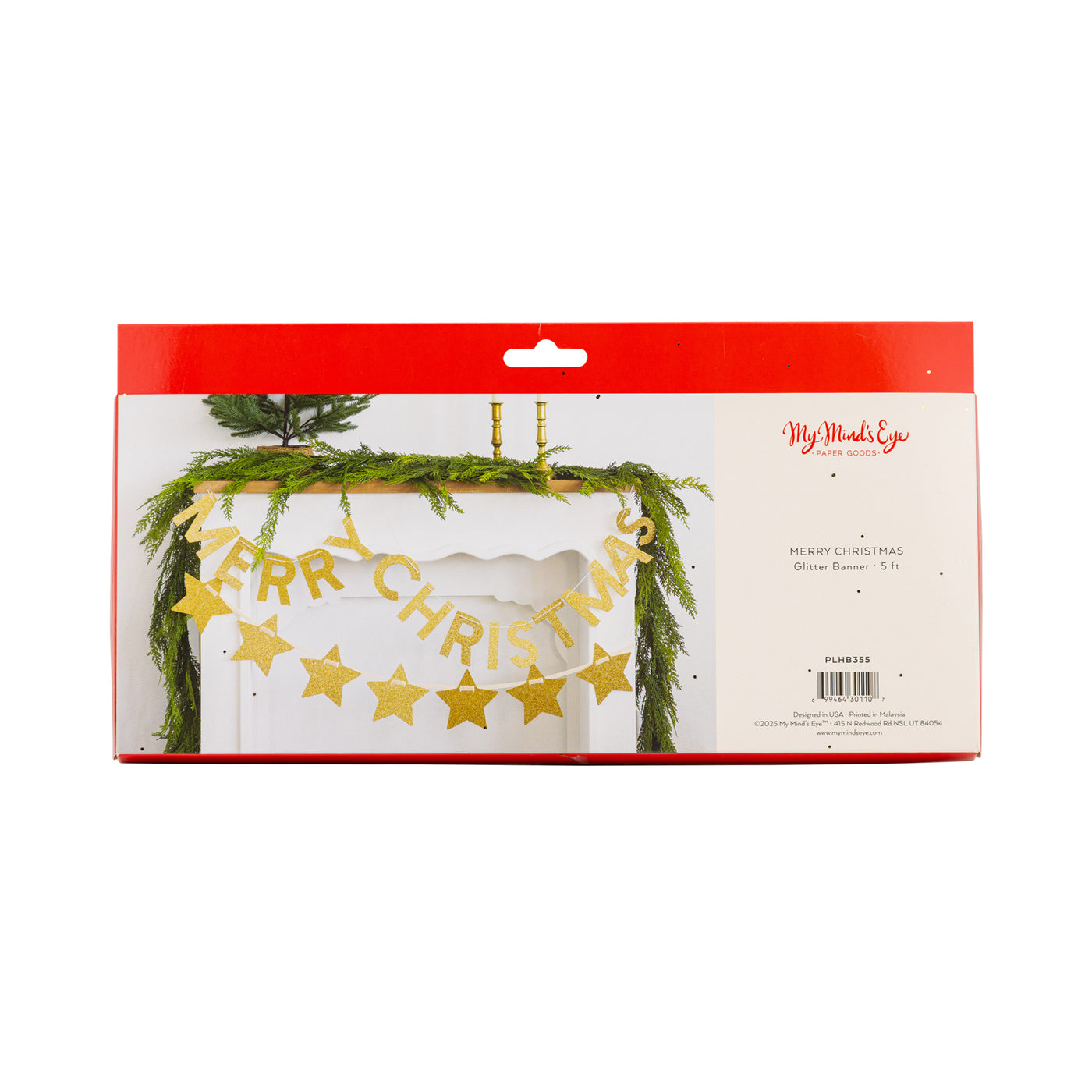 PLHB355 - Chunky Gold Glitter Merry Christmas Banner