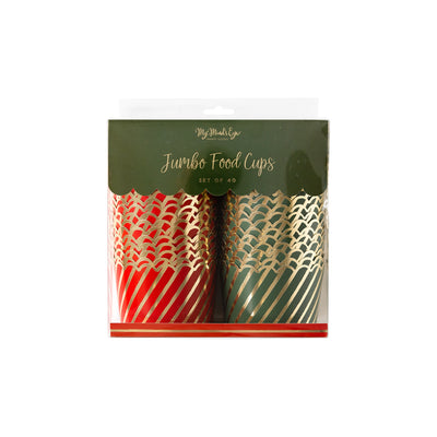 PLJC1434 - Gold Foil Diagonal Stripe Jumbo Food Cups (40 pcs)