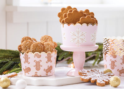 PLJC1859 - Foiled JUMBO Gingerbread Snowflakes Jumbo Food Cups (40 pcs)