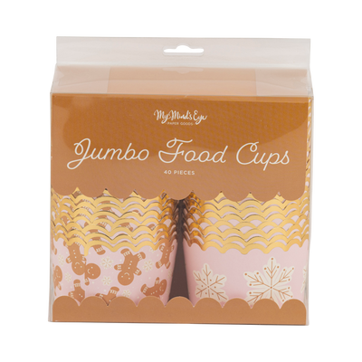 PLJC1859 - Foiled JUMBO Gingerbread Snowflakes Jumbo Food Cups (40 pcs)