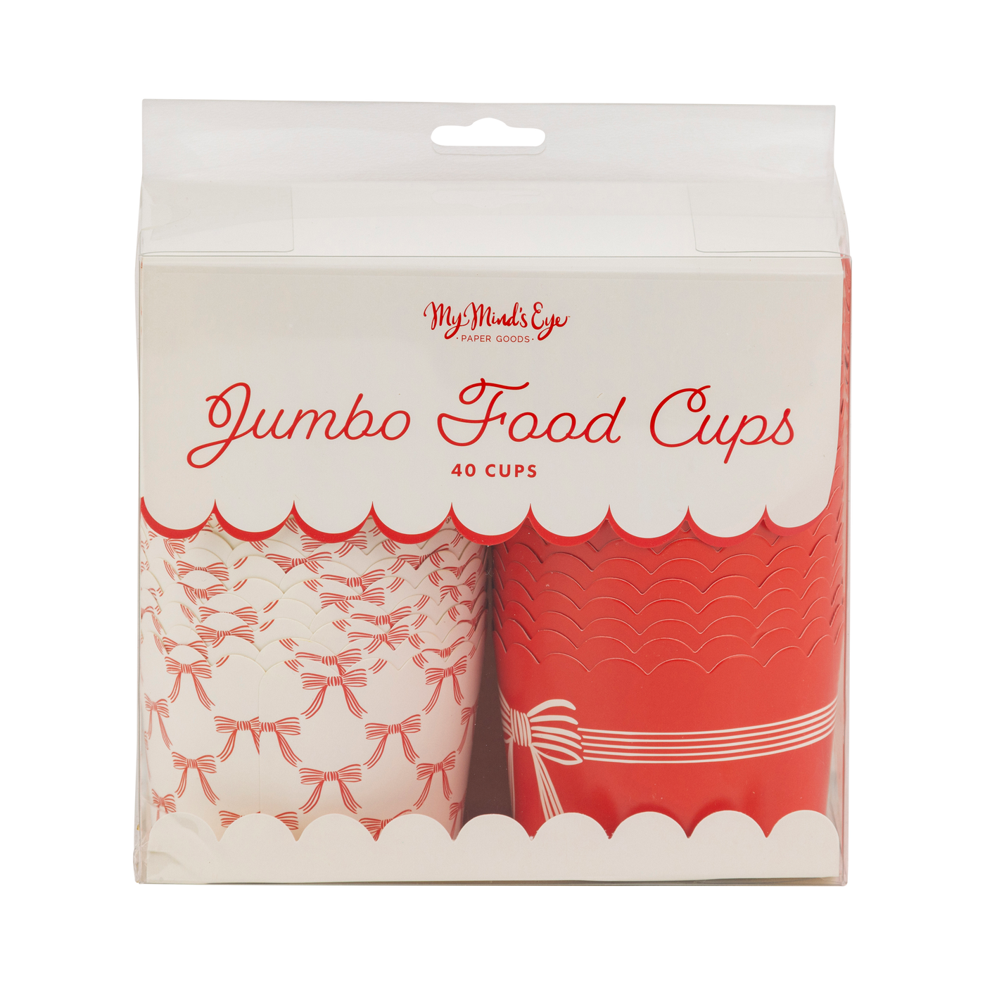 PLJC1887 - JUMBO Red Cream Bows 8 oz Baking Cups (40 ct)