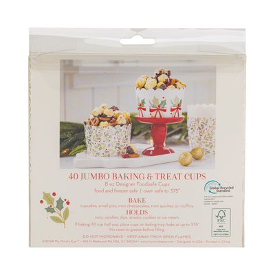 PLJC1940 - Foiled JUMBO Holly Bows 8 oz Baking Cups (40 ct)