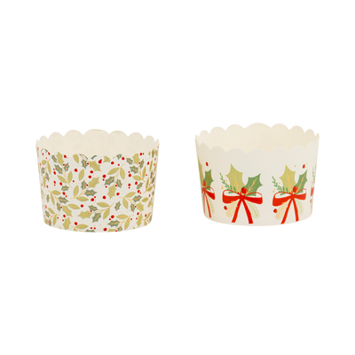 PLJC1940 - Foiled JUMBO Holly Bows 8 oz Baking Cups (40 ct)