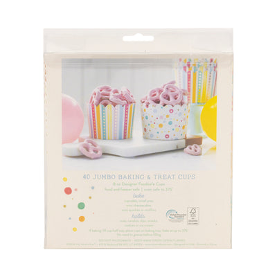 PLJC2033 - JUMBO Foiled Primary Watercolor Dots/Stripes Baking Cup