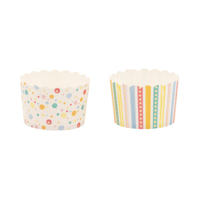 PLJC2033 - JUMBO Foiled Primary Watercolor Dots/Stripes Baking Cup