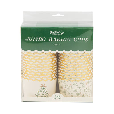 PLJC2231 - Foil JUMBO Green Sketched Trees 8 oz Baking Cups