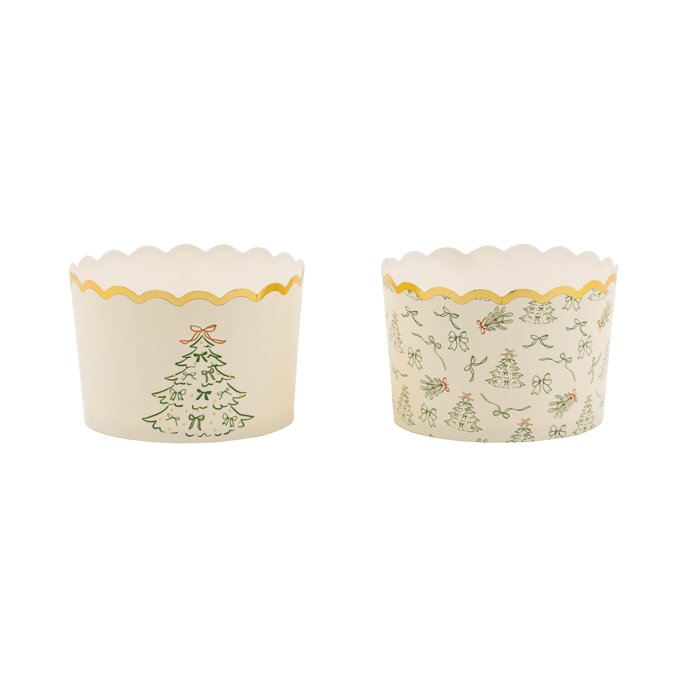 PLJC2231 - Foil JUMBO Green Sketched Trees 8 oz Baking Cups