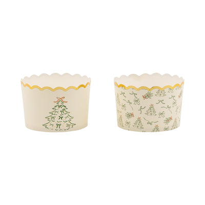 PLJC2231 - Foil JUMBO Green Sketched Trees 8 oz Baking Cups