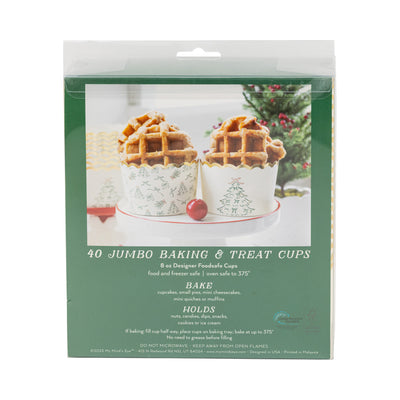 PLJC2231 - Foil JUMBO Green Sketched Trees 8 oz Baking Cups