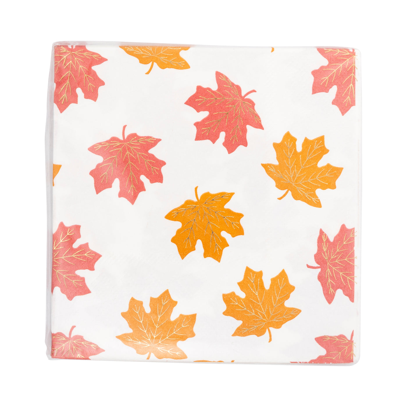 PLNP1353 - Gold Foil Falling Leaves Cocktail Napkin