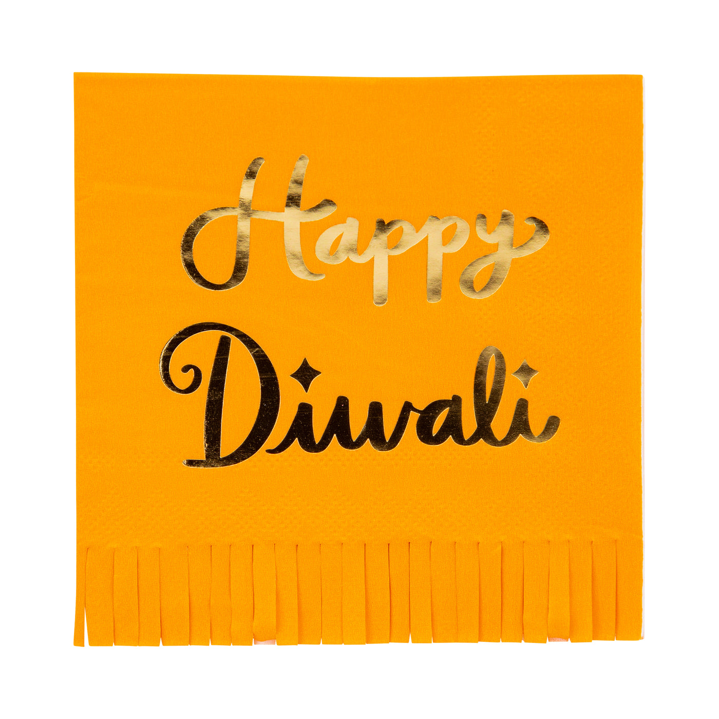 PLNP1463 - Foiled Happy Diwali Fringed Cocktail Napkin