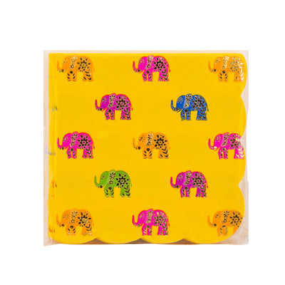 PLNP1466 - Foiled Elephant Pattern Cocktail Napkin