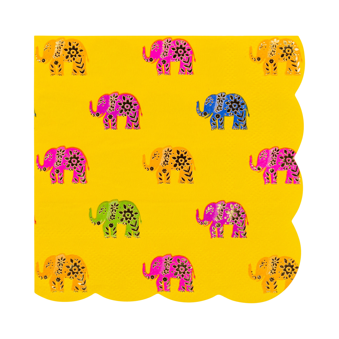 PLNP1466 - Foiled Elephant Pattern Cocktail Napkin