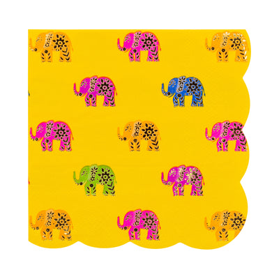 PLNP1466 - Foiled Elephant Pattern Cocktail Napkin