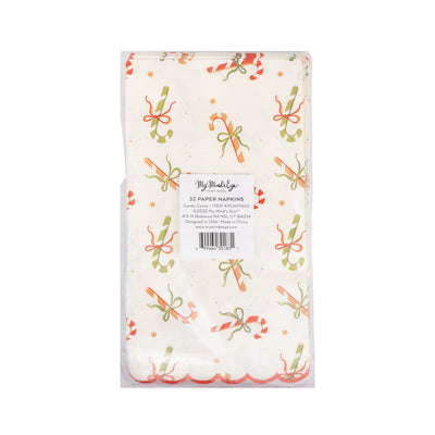 PLNP1605 - Candy Canes with Bows Guest Napkin