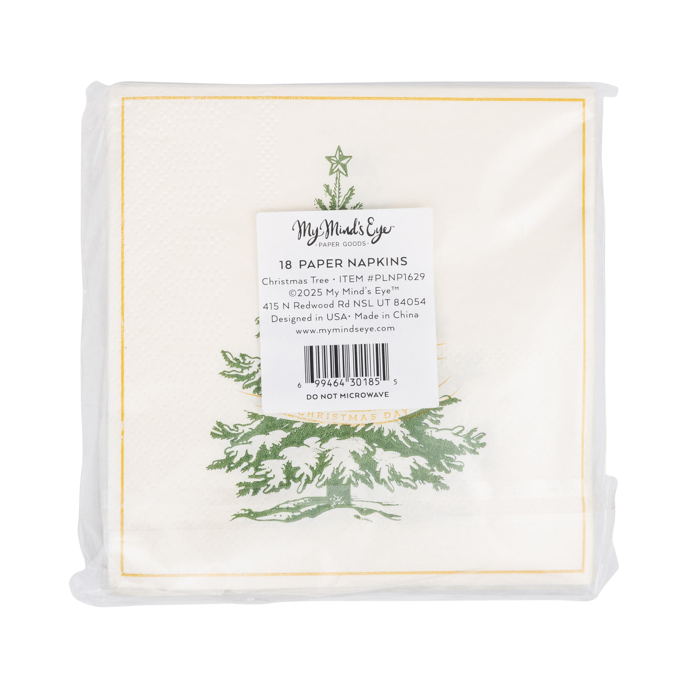 PLNP1629 - Foiled Christmas Tree Cocktail Napkin