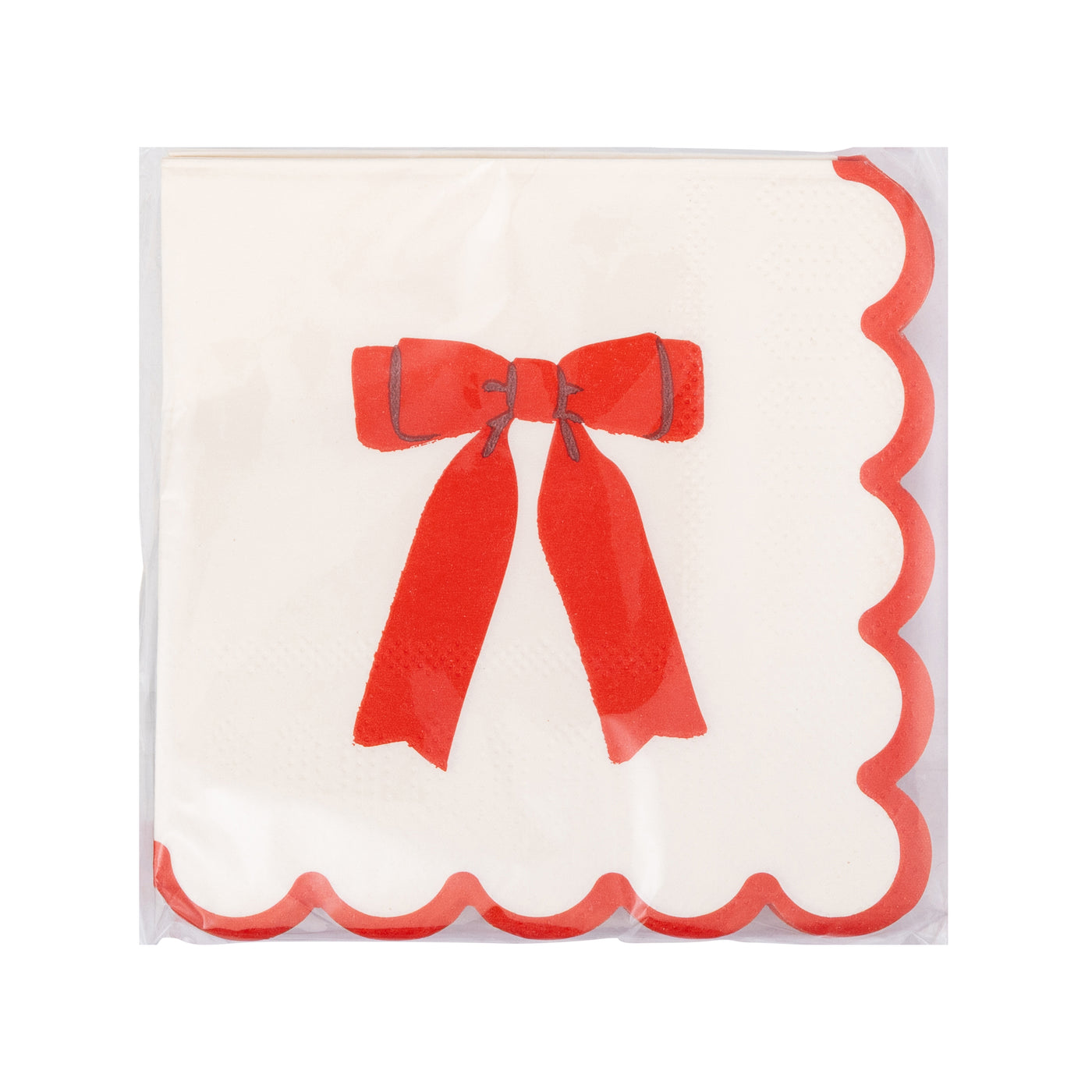 PLNP1719 - Red Bow Scallop Cocktail Napkin