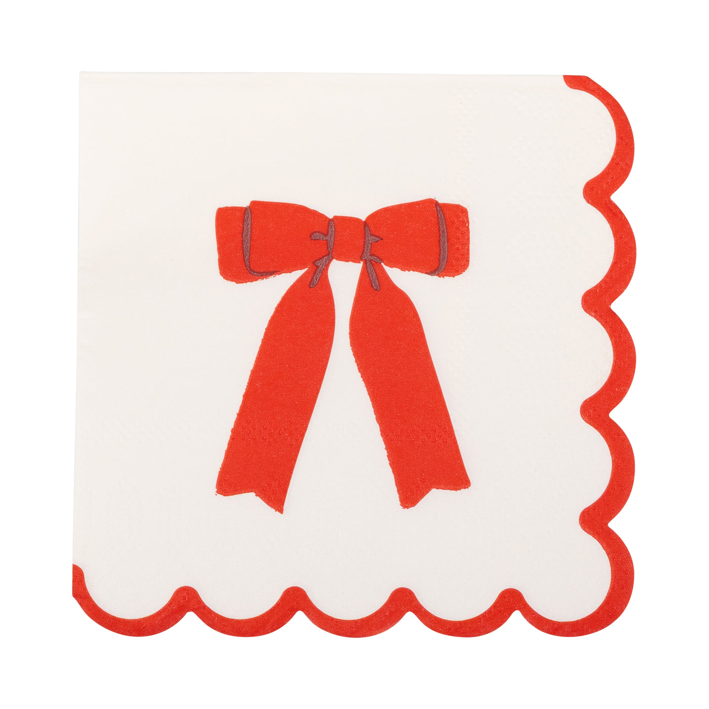 PLNP1719 - Red Bow Scallop Cocktail Napkin