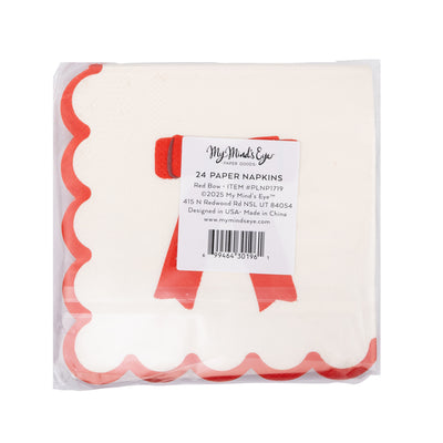 PLNP1719 - Red Bow Scallop Cocktail Napkin