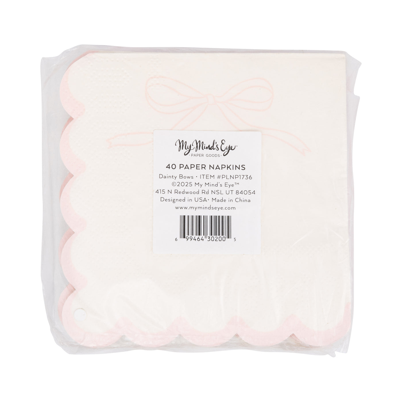 PLNP1736 - Pink Dainty Bows Cocktail Napkin