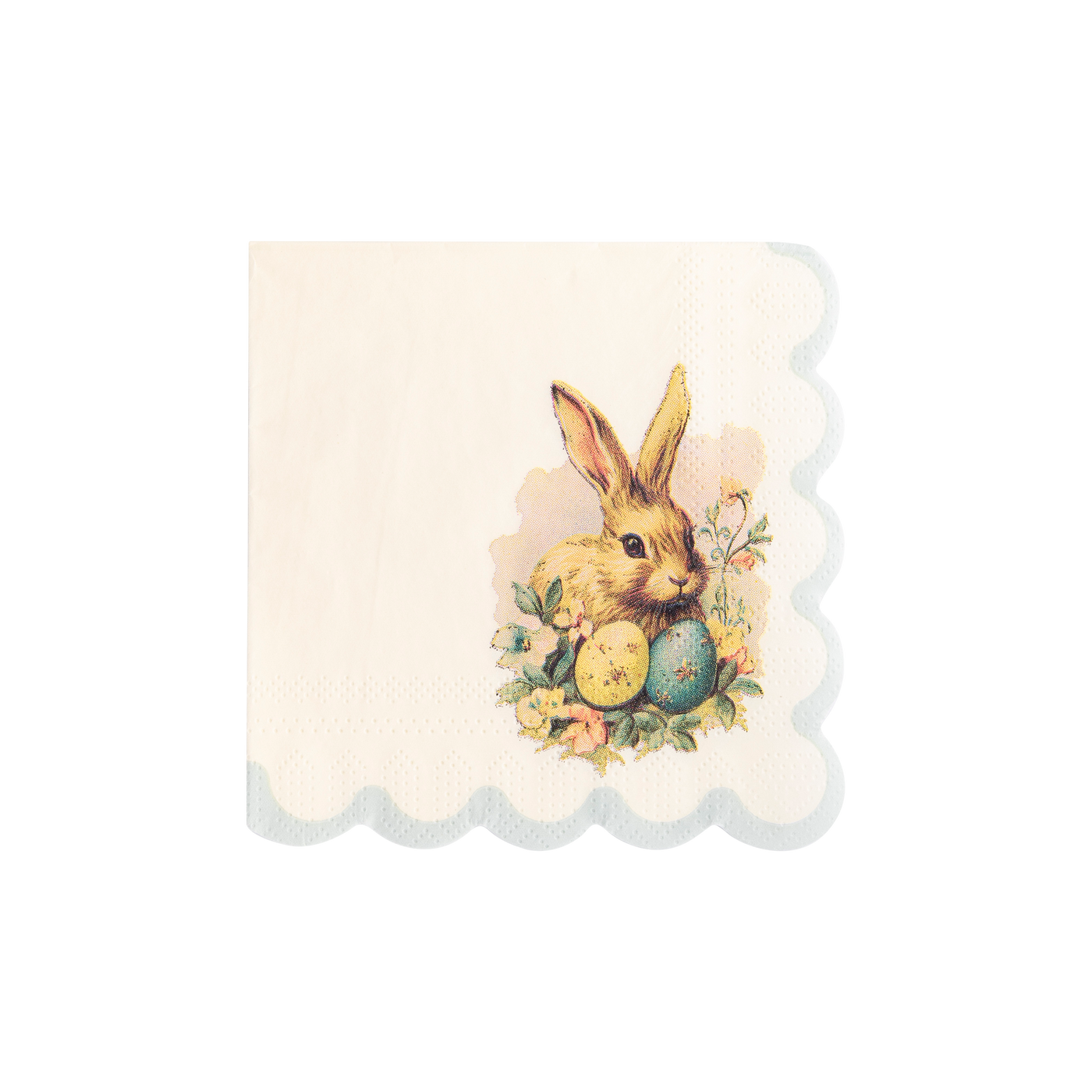 PLNP236 - Vintage Easter Bunny Scallop Paper Cocktail Napkin