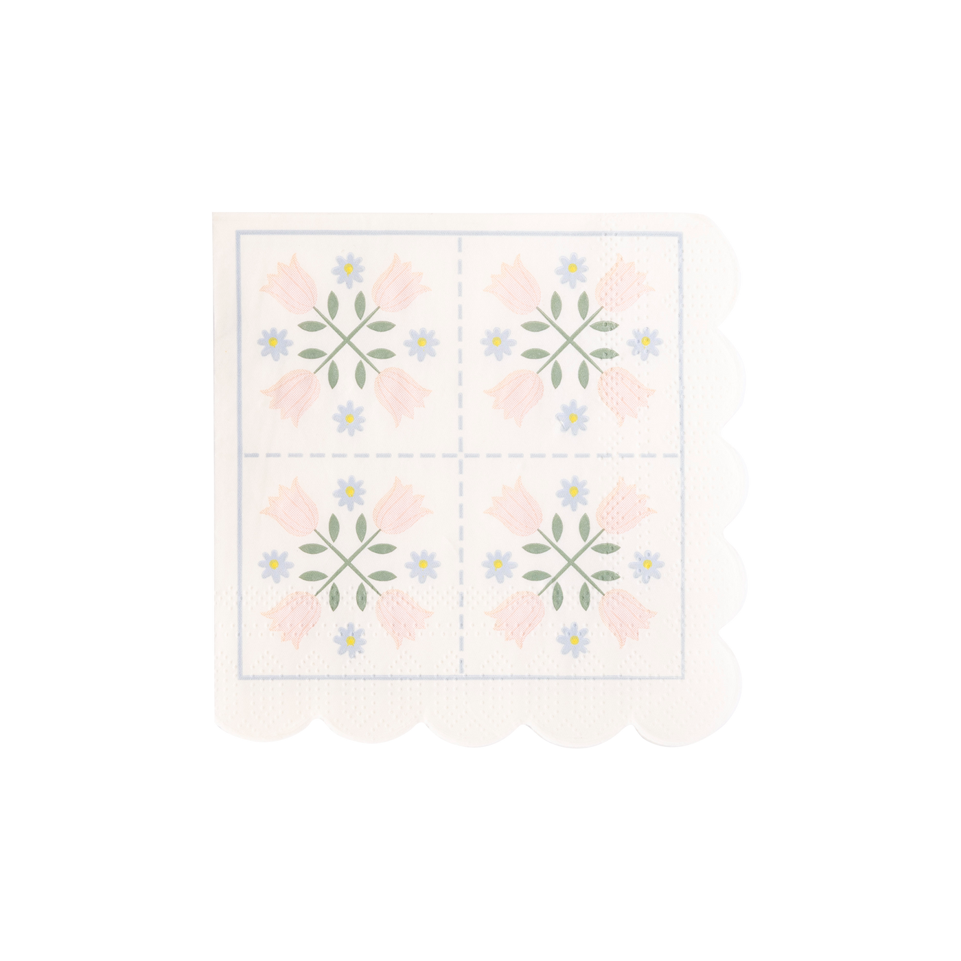 PLNP252 - Spring Quilt Scallop Paper Cocktail Napkin