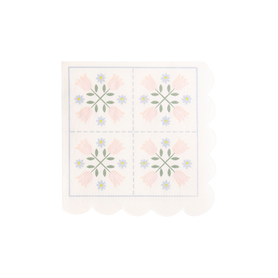PLNP252 - Spring Quilt Scallop Paper Cocktail Napkin