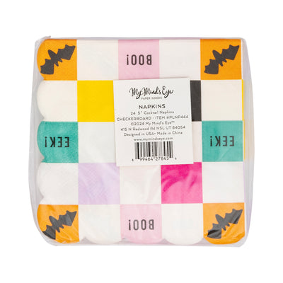 PLNP444 - Halloween Checkerboard Scallop Cocktail Napkin