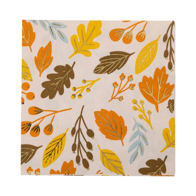 PLNP457 - Foiled Harvest leaves Cocktail Napkin