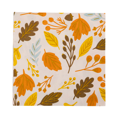 PLNP457 - Foiled Harvest leaves Cocktail Napkin