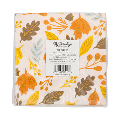 PLNP457 - Foiled Harvest leaves Cocktail Napkin