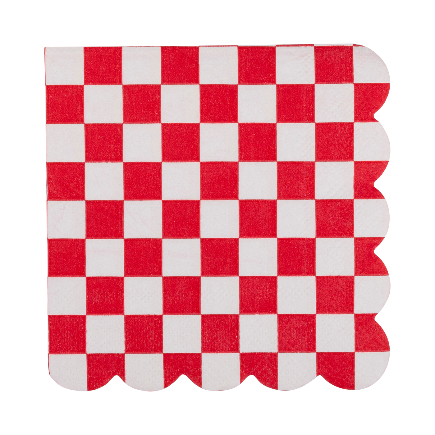 PLNP616 - Red Checkerboard Scallop Cocktail Napkin